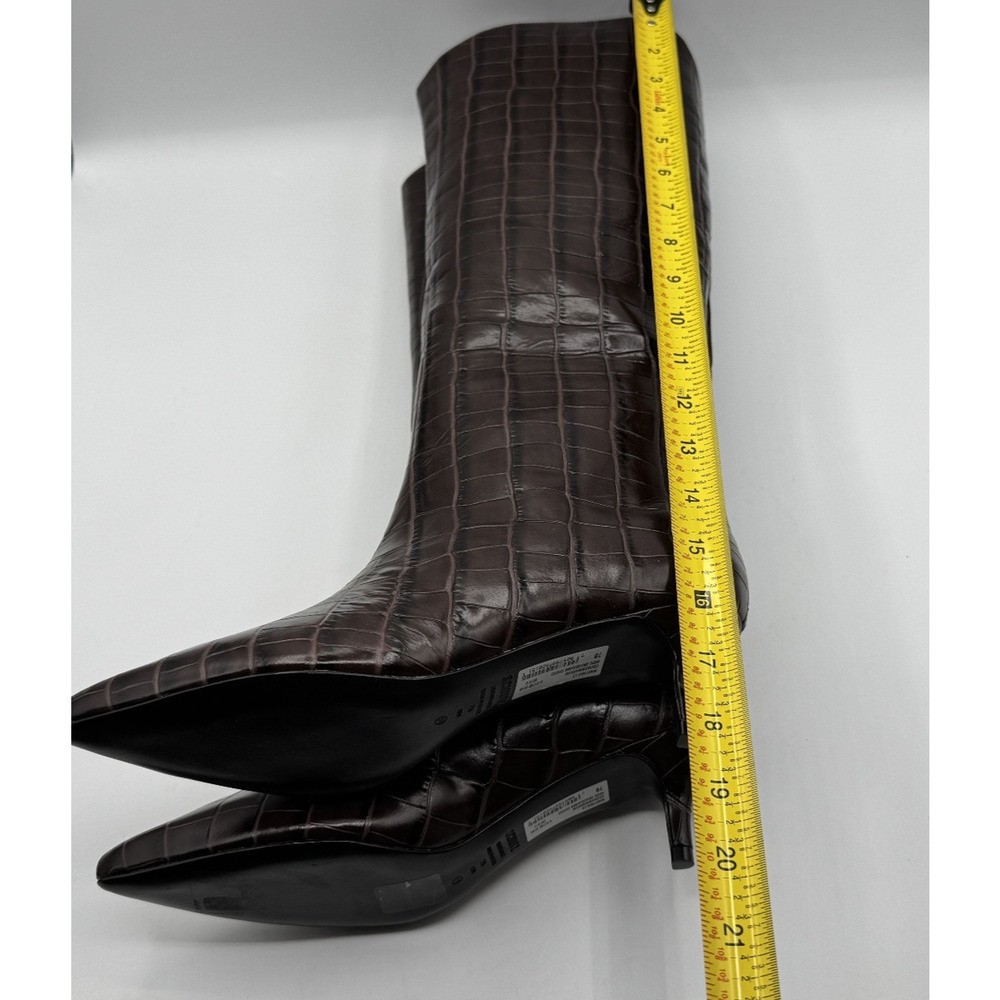Schutz Women’s Maryana Croc Embossed Leather Knee Boots Dark Chocolate, Size 7 - Picture 5 of 14